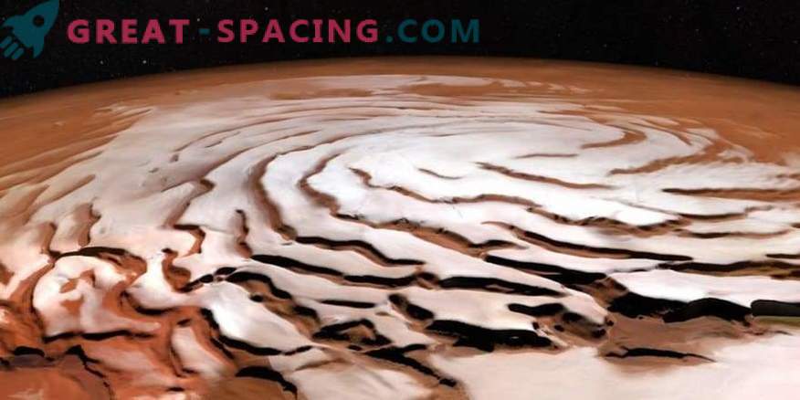 Hoe ziet de polaire ijskap van Mars eruit