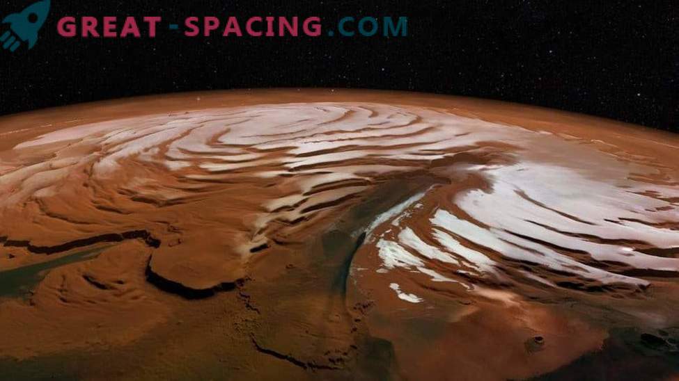 Como é a capa de gelo polar de Marte