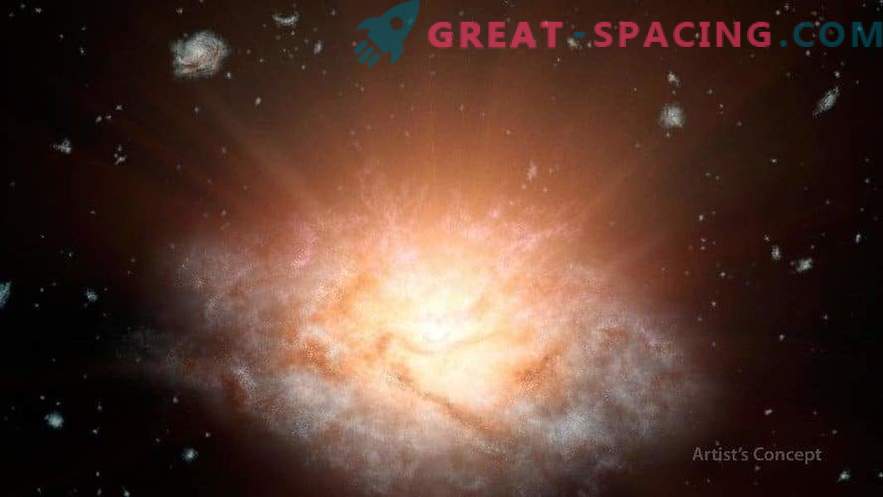 Galáxia super brilhante absorve vizinhos