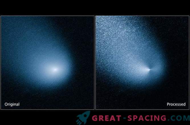Hubble processed a photo of a comet Siding Spring approaching Mars