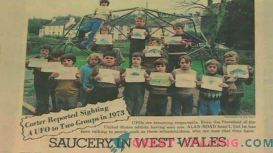 Incidente no País de Gales - 1977. Crianças em idade escolar estão confiantes de que viram um navio alienígena