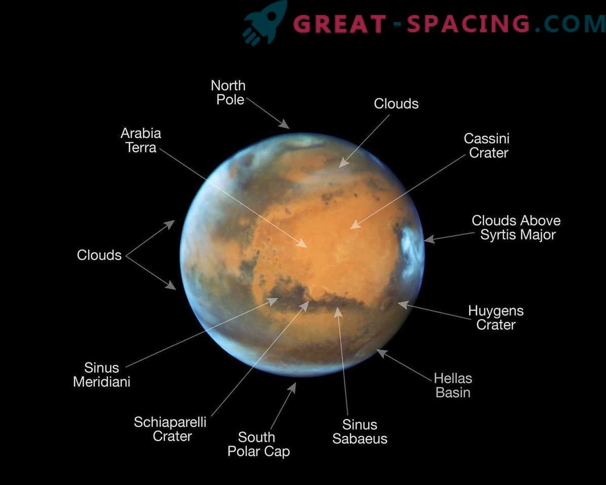Hubble fez uma imagem de Marte durante o confronto do Planeta Vermelho